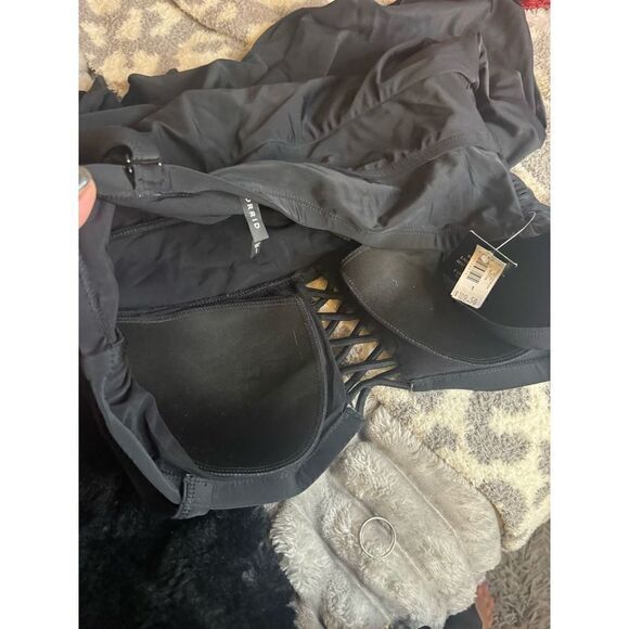 Plus size 1,1xl 14/16 sexy lattice front black swim dress bathing suit - Picture 8 of 9